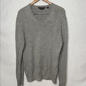 Michael Kors Men’s Italian Yarn check pullover gray grey sweater sz Large